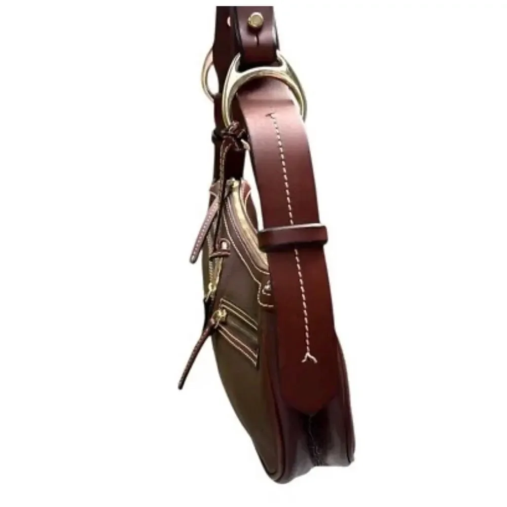 Vintage DOONEY & BOURQUE Brown Pebbled Leather Circle Hobo Bag FAST SHIP 1795